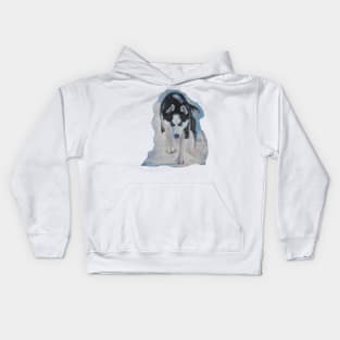 Siberian Husky Fine Art Painting Kids Hoodie